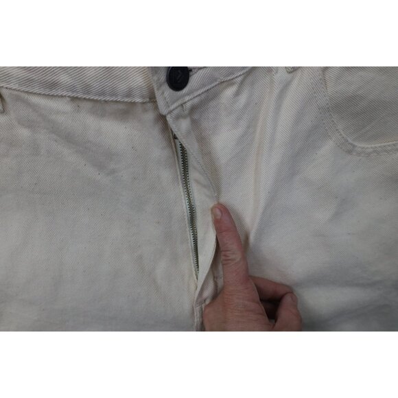 Deadstock Vintage 90s Fila Mens 38x34 Spell Out Baggy Skateboard Jeans Cream - Picture 8 of 16